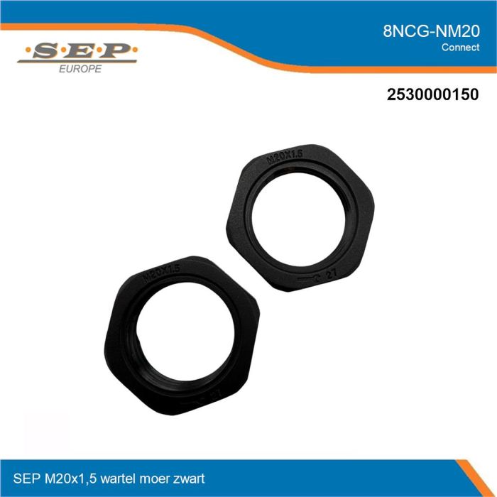 SEP Connect 8NCG-NM20 - wartel moer M20 - zwart RAL9005 - overzicht