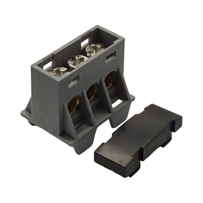 SEP AST16-35 verdeelblok 3x16mm² zwart (RAL 9005) met afdekking – faseverdeelblok voor TS15-rail