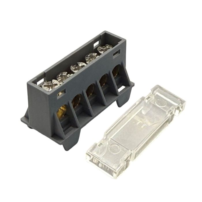 SEP AST16-57 verdeelblok 5x16mm² transparant met afdekking – faseverdeelblok voor TS15-rail