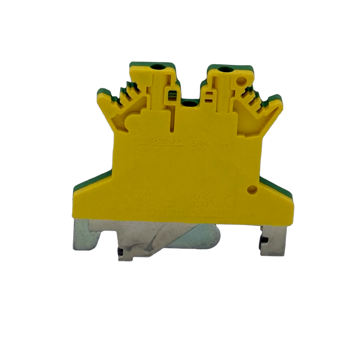 SEP SRK-1.5-PE geel/groene aardklem, 1,5mm2 zijaanzicht rijgklem - modulaire DIN-rail, 2011300490, GTIN 8718959078323