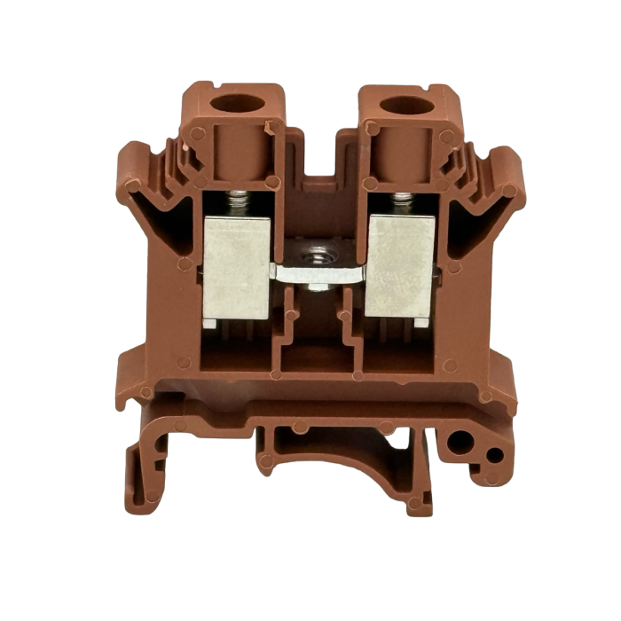 SEP SRK-10-BR bruine rijgklem, 10mm2 zijaanzicht met aansluitingen - modulaire DIN-rail, 2011300230, GTIN 8718959078064 SEP SRK-10-BR bruine rijgklem, 10mm2 zijaanzicht met aansluitingen - modulaire DIN-rail, 2011300230, GTIN 8718959078064