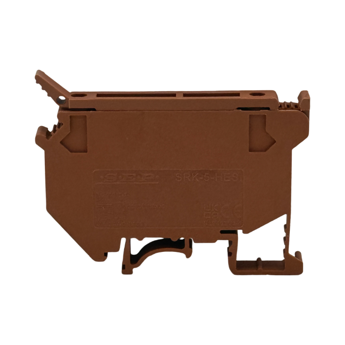 SEP SRK-5-HESI-BR bruine zekering, 4mm2 zijaanzicht met logo- modulaire DIN-rail, 2011300720, GTIN 8718959078552