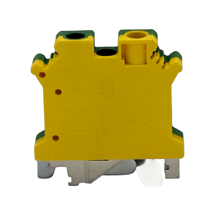 SEP SRK-6-PE geel/groene aardklem, 6mm2 zijaanzicht rijgklem - modulaire DIN-rail, 2011300530, GTIN 8718959078361 SEP SRK-6-PE geel/groene aardklem, 6mm2 zijaanzicht rijgklem - modulaire DIN-rail, 2011300530, GTIN 8718959078361