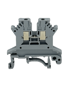 SEP SRK-1.5-G grijze rijgklem, 1,5mm2 zijaanzicht met aansluitingen - modulaire DIN-rail, 2011300010, GTIN 8718959077845
