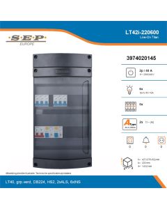 SEP Live-On Titan, LT42i-220600, 40A, 1-fase groepenkast, 6-lichtgroepen, technische details