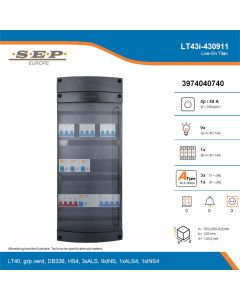 SEP Live-On Titan, LT43i-430911, 40A, 3-fase groepenkast, 9-lichtgroepen, 1-krachtgroepen, technische details