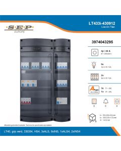 SEP Live-On Titan, LT433i-430912, 40A, 3-fase groepenkast, 9-lichtgroepen, 2-krachtgroepen, technische details