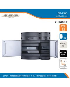 SEP Livion DB-118E groepenkast met transparante deur en technische gegevens