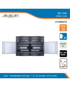 SEP Livion DB-124E groepenkast met transparante deur en technische gegevens