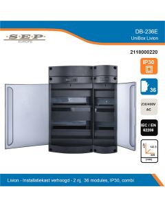 SEP Livion DB-236E groepenkast met transparante deur en technische gegevens