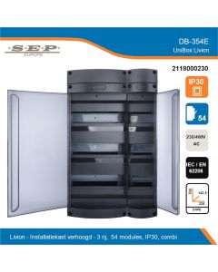 SEP Livion DB-354E groepenkast met transparante deur en technische gegevens