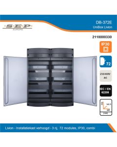 SEP Livion DB-372E groepenkast met transparante deur en technische gegevens