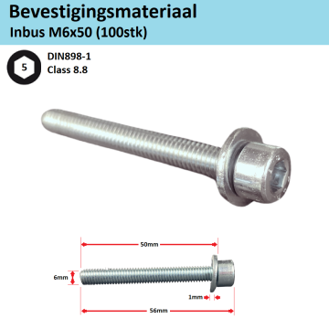 Schotman Elektro - SEP BZK06050 inbus schroef bout 50mm M6 binnenzeskant