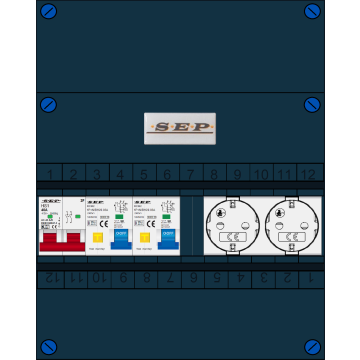Schotman Elektro B.V. - SEP FS40A, 1xHoofdschakelaar, 2xAardlekautomaat, 2xContactdoos, 1 Fase