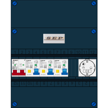 Schotman Elektro B.V. - SEP FS40A, 1xHoofdschakelaar, 3xAardlekautomaat, 1xContactdoos, 1 Fase