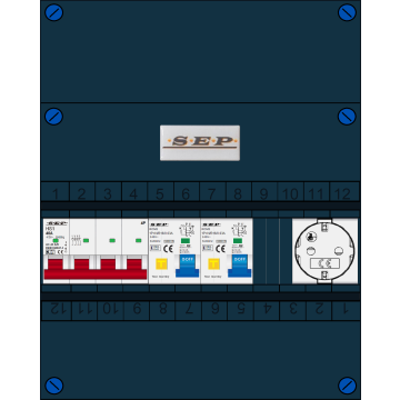 Schotman Elektro B.V. - SEP FS40A, 1xHoofdschakelaar, 2xAardlekautomaat, 1xContactdoos, 3 Fase