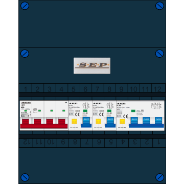 Schotman Elektro B.V. - SEP FS40A, 1xHoofdschakelaar, 2xAardlekautomaat, 1xKracht aardlekautomaat, 3 Fase