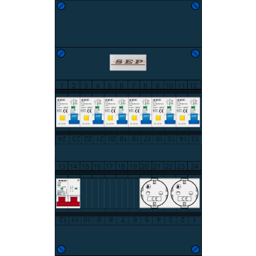 Schotman Elektro B.V. - SEP FS40A, 1xHoofdschakelaar, 6xAardlekautomaat, 2xContactdoos, 1 Fase