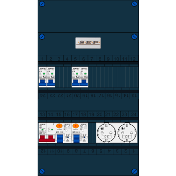 Schotman Elektro B.V. - SEP FS40A, Hoofdschakelaar, 2x Aardlekschakelaar, 4x Installatieautomaat, 2x Wandcontactdoos 1 fase