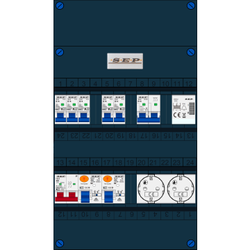 Schotman Elektro B.V. - SEP FS40A, Hoofdschakelaar, 2x Aardlekschakelaar, 5x Installatieautomaat, 1x Kookgroep, 1x Beltrafo, 2x Wandcontactdoos 1 fase