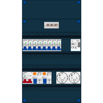 Schotman Elektro B.V. - SEP FS40A, Hoofdschakelaar, 2x Aardlekschakelaar, 8x Installatieautomaat, 1x Beltrafo, 2x Wandcontactdoos 1 fase