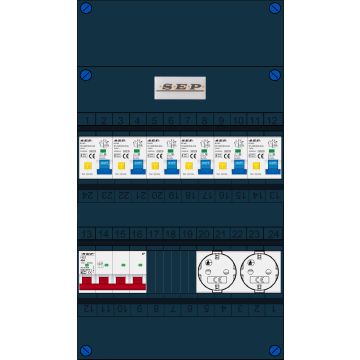 Schotman Elektro B.V. - SEP FS40A, 1xHoofdschakelaar, 6xAardlekautomaat, 2xContactdoos, 3 Fase