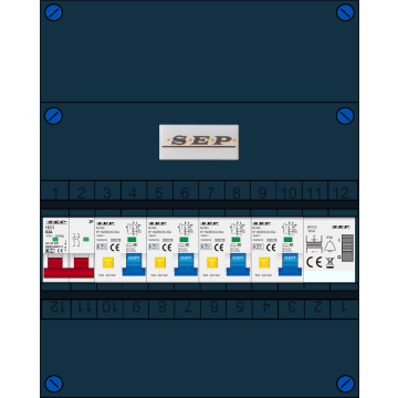 Schotman Elektro B.V. - SEP FS63A, 1xHoofdschakelaar, 4xAardlekautomaat, 1xBeltrafo, 1 Fase