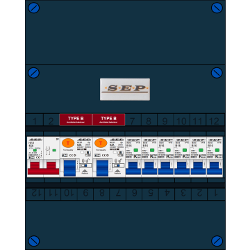 Schotman Elektro B.V. - SEP FS63A, 1xHoofdschakelaar, 2xAardlekschakelaar-Type B, 6xInstallatieautomaat, 1 Fase