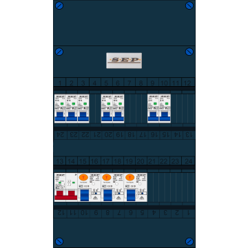 Schotman Elektro B.V. - SEP FS63A, 1xHoofdschakelaar, 3xAardlekschakelaar, 7xInstallatieautomaat, 1 Fase