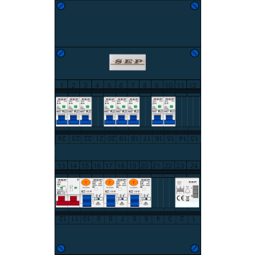 Schotman Elektro B.V. - SEP FS63A, 1xHoofdschakelaar, 3xAardlekschakelaar, 8xInstallatieautomaat, 1xBeltrafo, 1 Fase