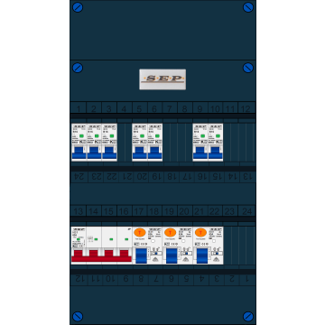 Schotman Elektro B.V. - SEP FS63A, 1xHoofdschakelaar, 3xAardlekschakelaar, 7xInstallatieautomaat, 3 Fase
