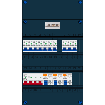 Schotman Elektro B.V. - SEP FS63A, 1xHoofdschakelaar, 3xAardlekschakelaar, 10xInstallatieautomaat, 3 Fase
