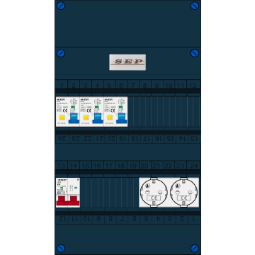 Schotman Elektro B.V. - SEP FS63A, 1xHoofdschakelaar, 3xAardlekautomaat, 2xContactdoos, 1 Fase