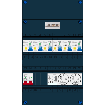 Schotman Elektro B.V. - SEP FS63A, 1xHoofdschakelaar, 6xAardlekautomaat, 1xBeltrafo, 2xContactdoos, 1 Fase