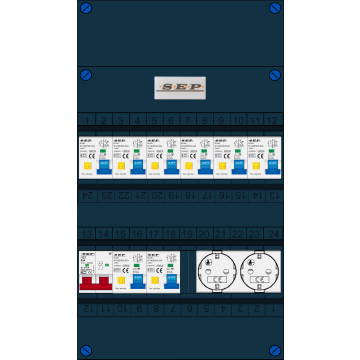 Schotman Elektro B.V. - SEP FS63A, 1xHoofdschakelaar, 8xAardlekautomaat, 2xContactdoos, 1 Fase