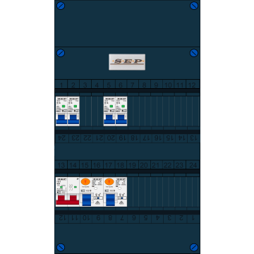 Schotman Elektro B.V. - SEP FS63A, 1xHoofdschakelaar, 2xAardlekschakelaar, 4xInstallatieautomaat, 1 fase