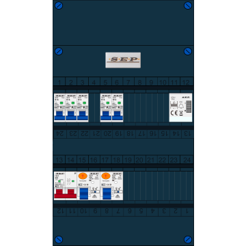 Schotman Elektro B.V. - SEP FS63A, 1xHoofdschakelaar, 2xAardlekschakelaar, 5xInstallatieautomaat, 1xBeltrafo, 1 Fase
