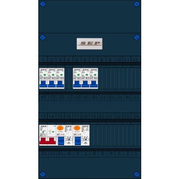 Schotman Elektro B.V. - SEP FS63A, 1xHoofdschakelaar, 2xAardlekschakelaar, 6xInstallatieautomaat, 1 Fase