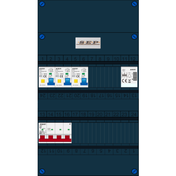 Schotman Elektro B.V. - SEP FS63A, 1xHoofdschakelaar, 3xAardlekautomaat, 1xBeltrafo, 3 Fase