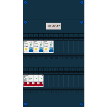 Schotman Elektro B.V. - SEP FS63A, 1xHoofdschakelaar, 3xAardlekautomaat, 3 Fase