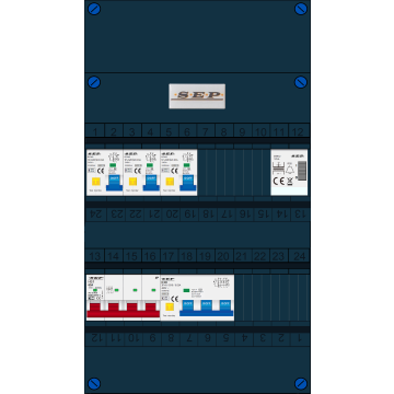 Schotman Elektro B.V. - SEP FS63A, 1xHoofdschakelaar, 3xAardlekautomaat, 1xKracht aardlekautomaat, 1xBeltrafo, 3 Fase