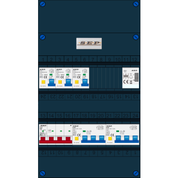 Schotman Elektro B.V. - SEP FS63A, 1xHoofdschakelaar, 3xAardlekautomaat, 2xKracht aardlekautomaat, 1xBeltrafo, 3 Fase