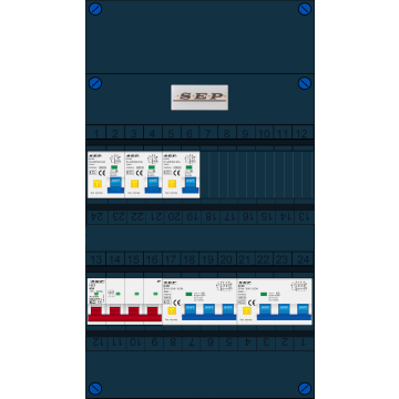 Schotman Elektro B.V. - SEP FS63A, 1xHoofdschakelaar, 3xAardlekautomaat, 2xKracht aardlekautomaat, 3 Fase
