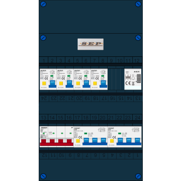 Schotman Elektro B.V. - SEP FS63A, 1xHoofdschakelaar, 4xAardlekautomaat, 2xKracht aardlekautomaat, 1xBeltrafo, 3 Fase