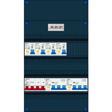 Schotman Elektro B.V. - SEP FS63A, 1xHoofdschakelaar, 4xAardlekautomaat, 2xKracht aardlekautomaat, 3 Fase
