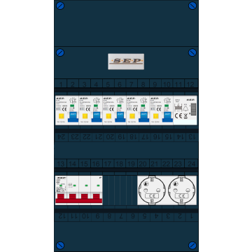 Schotman Elektro B.V. - SEP FS63A, 1xHoofdschakelaar, 5xAardlekautomaat, 1xBeltrafo, 2xContactdoos, 3 Fase