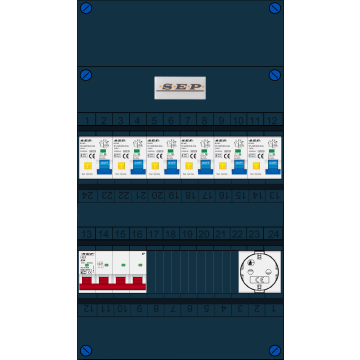 Schotman Elektro B.V. - SEP FS63A, 1xHoofdschakelaar, 6xAardlekautomaat, 1xContactdoos, 3 Fase