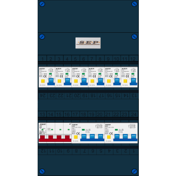 Schotman Elektro B.V. - SEP FS63A, 1xHoofdschakelaar, 6xAardlekautomaat, 1xKracht aardlekautomaat, 3 Fase