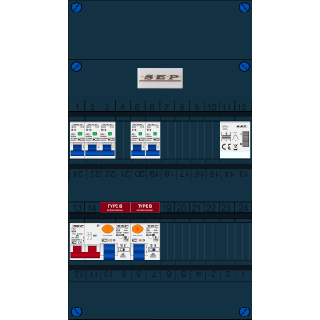 Schotman Elektro B.V. - SEP FS63A, 1xHoofdschakelaar, 2xAardlekschakelaar-Type B, 5xInstallatieautomaat, 1xBeltrafo, 1 Fase