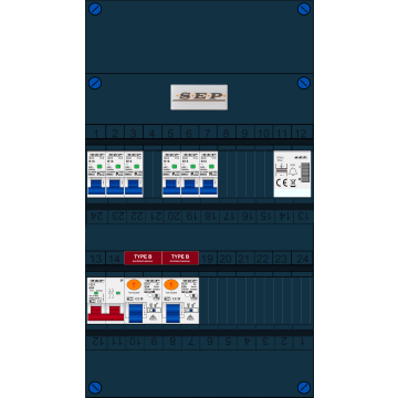 Schotman Elektro B.V. - SEP FS63A, 1xHoofdschakelaar, 2xAardlekschakelaar-Type B, 6xInstallatieautomaat, 1xBeltrafo, 1 Fase